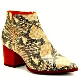 Lucky Brand - LK Jeisa Snakeskin Ankle Boots / Booties - Cream & Black